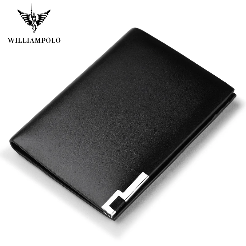 WILLIAMPOLO Leather Wallets Men Wallets Clutch Fashion Short Wallet Super Thin Mini Wallet Card Holder Billetera PL220