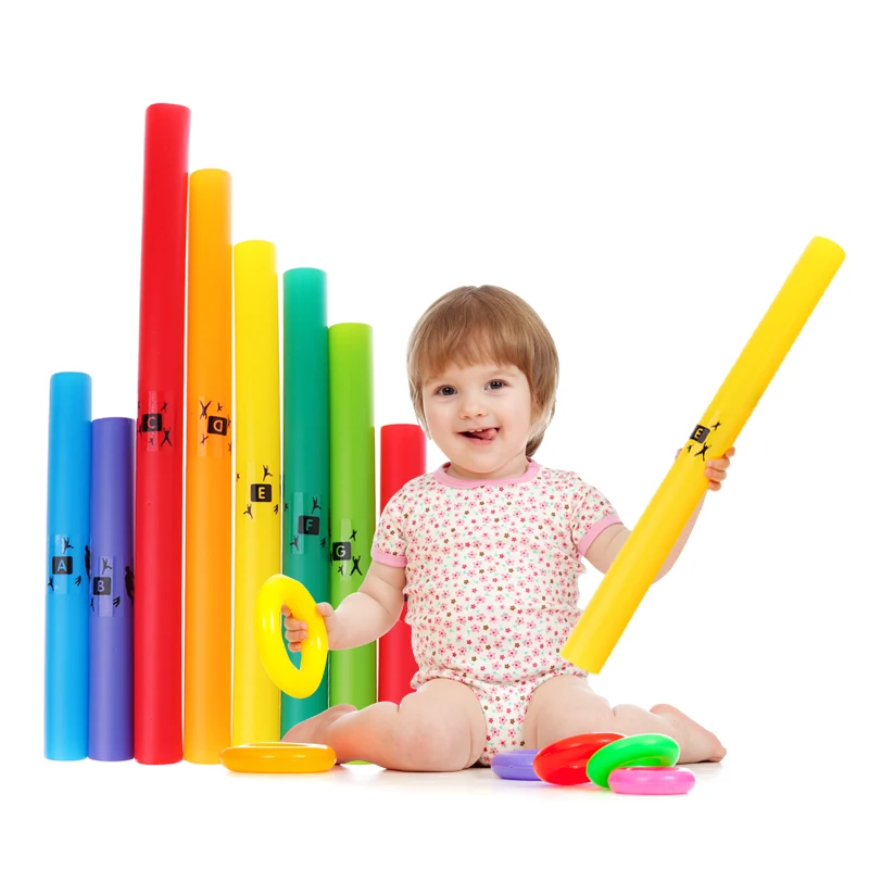 1 Pack Colorful Music Tuned 8-notes Percussion Stringed Instrument Tubes C Major Diatonic Scale Set C' D E F G A B C Parts Accs