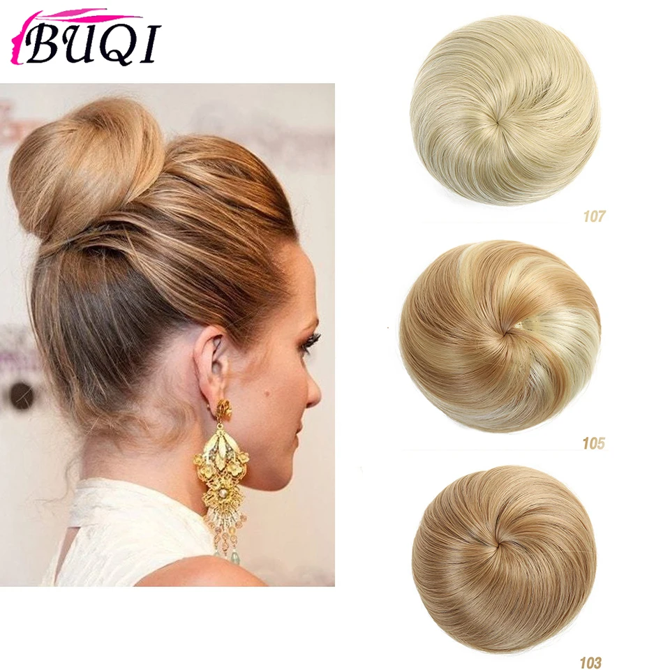 Buqi Straight Chignon Hair Clip In Hairpiece Extensions Bun for Adult Women Synthetic High Temperature Fiber Chignon