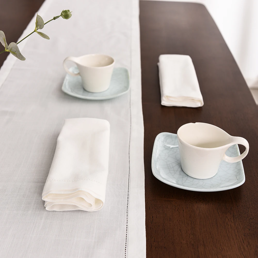 12 Stück Tischservietten für Hochzeit, Party, Abendessen, weiße Stoffservietten für Restaurant und Zuhause, Baumwoll-Leinen-Taschentücher in 4 Größen – Detail 22