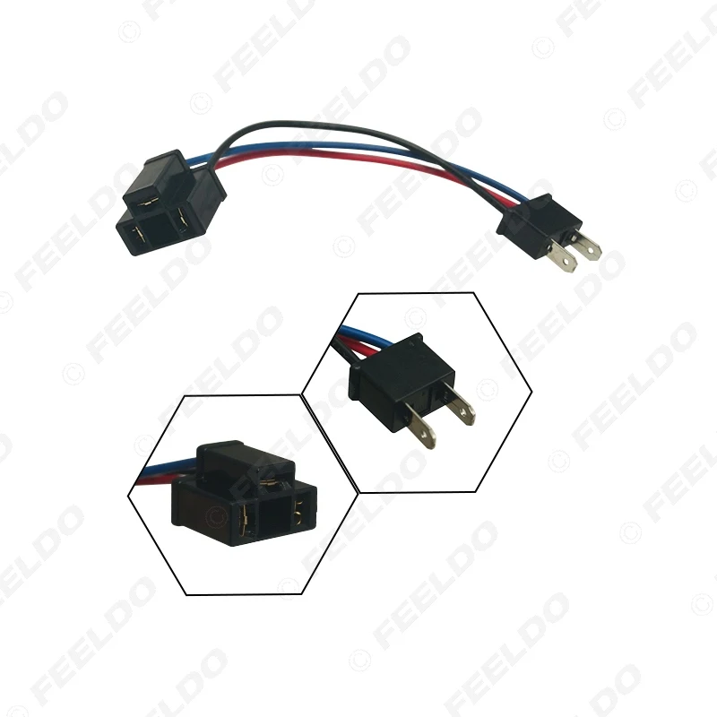FEELDO Car 12V/24V H7 To H4 Plug Power Cable Wire Harness Extension Cable for HID Conversion Kit Ballast to Stock Cable