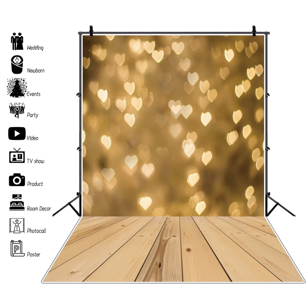 Love Heart Polka Dots Wooden Floor Photography Background Baby Newborn Portrait Dreamy Photocall Backdrop Family Photo Studio