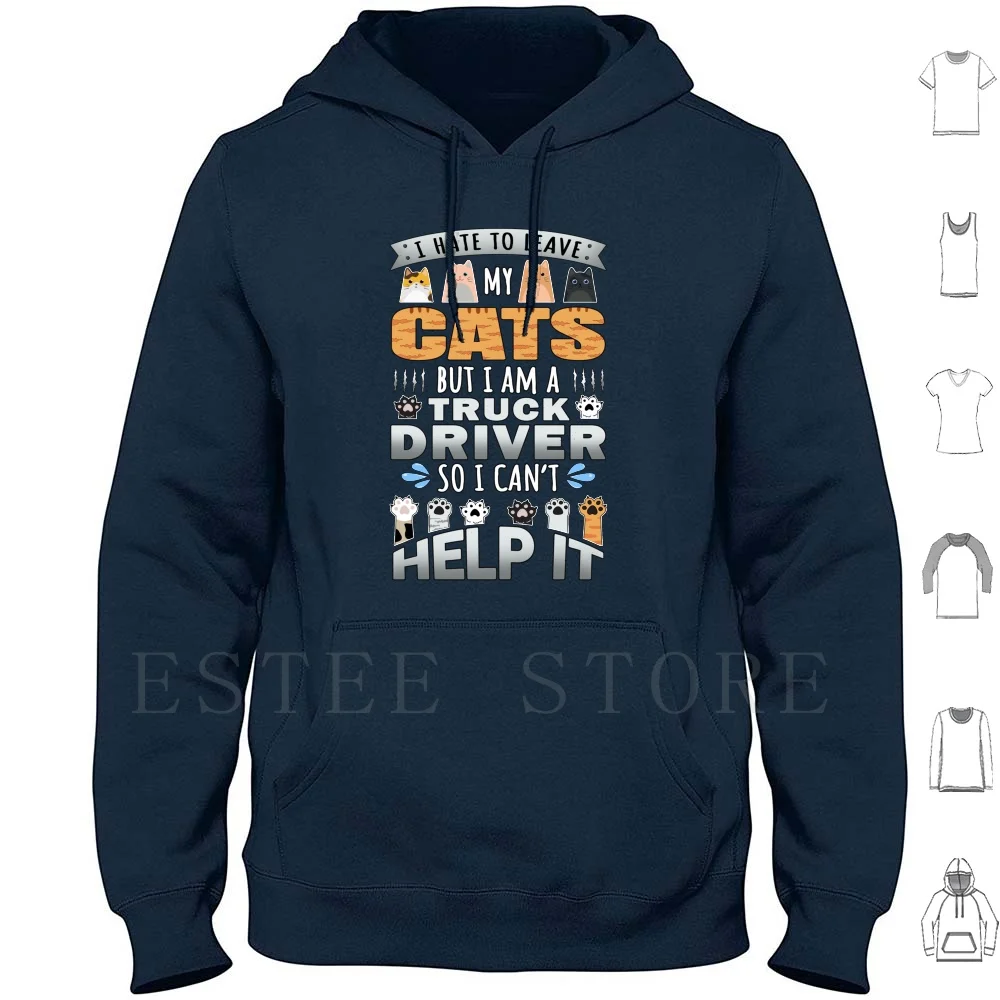 

Truck Driver Cat Lover Can't Help It Дизайнерские толстовки с длинными рукавами Cat Kitten Lover Kitten Lover Cat Owner
