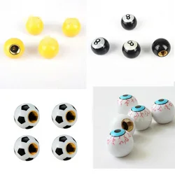 Carro Roda Pneus Pneus Válvula Stem Caps, Amarelo Sorriso Face Ball, Antiferrugem Cobre Núcleo, Motocicleta Air Caps, Poeira Covers, 4pcs