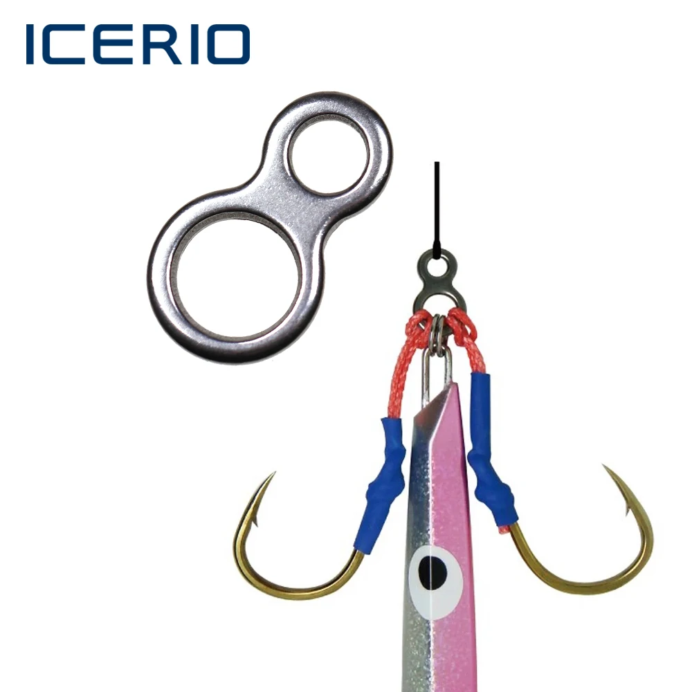 ICERIO 20PCS Stainless Steel Fishing Connector 8 Figure Solid Rings Assist Hook Jig Lure Terminal Accessories