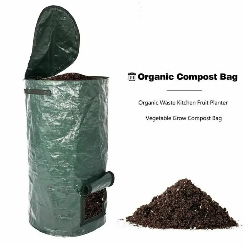 Collapsible Garden Yard Compost Bag with Lid Organic Ferment Waste Composter