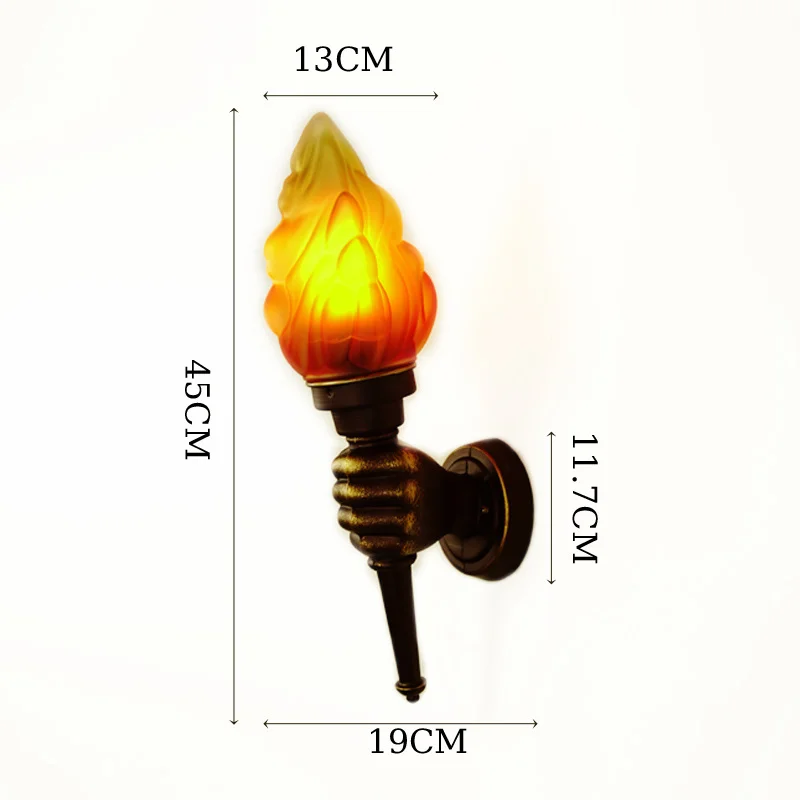 Torch Wall Decor Lamp American Retro Living Room Balcony Bar Restaurant Inn Flame Sconce for Foyer Garden Yard Outdoor Lighting