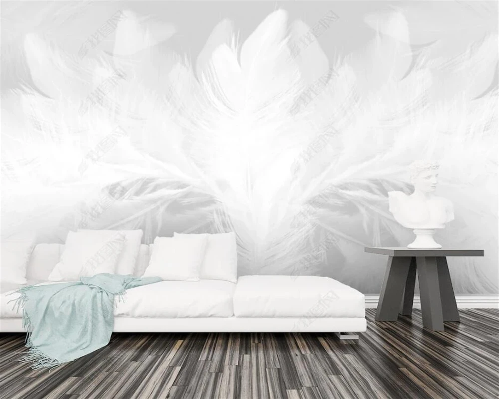 beibehang Custom new modern minimalist fresh abstract feather background wallpaper wall papers home decor papier peint