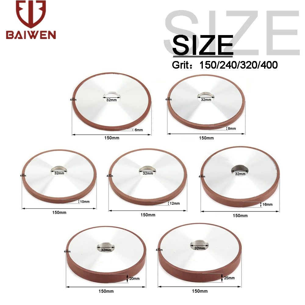 Roue de meulage diamant parallèle, 150mm/200mm, 1 pièce, outil abrasif circulaire en acier au tungstène, accessoires d'outils électriques