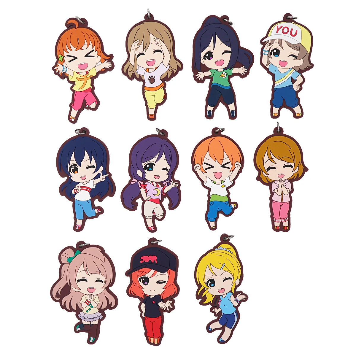 Love Live! Lovelive! Anime U's Aqours Nozomi Kotori Nico Eli Rin Umi Maki Hanayo Chika Hanamaru Rubber Keychain