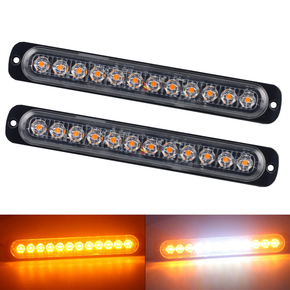 2x12 LED ultra-cienkie światło stroboskopowe samochód motocykl ciężarówka boczne ostrzeżenie awaryjne migająca lampka przyczepy do samochodów ciężarowych światło policyjne Flasher