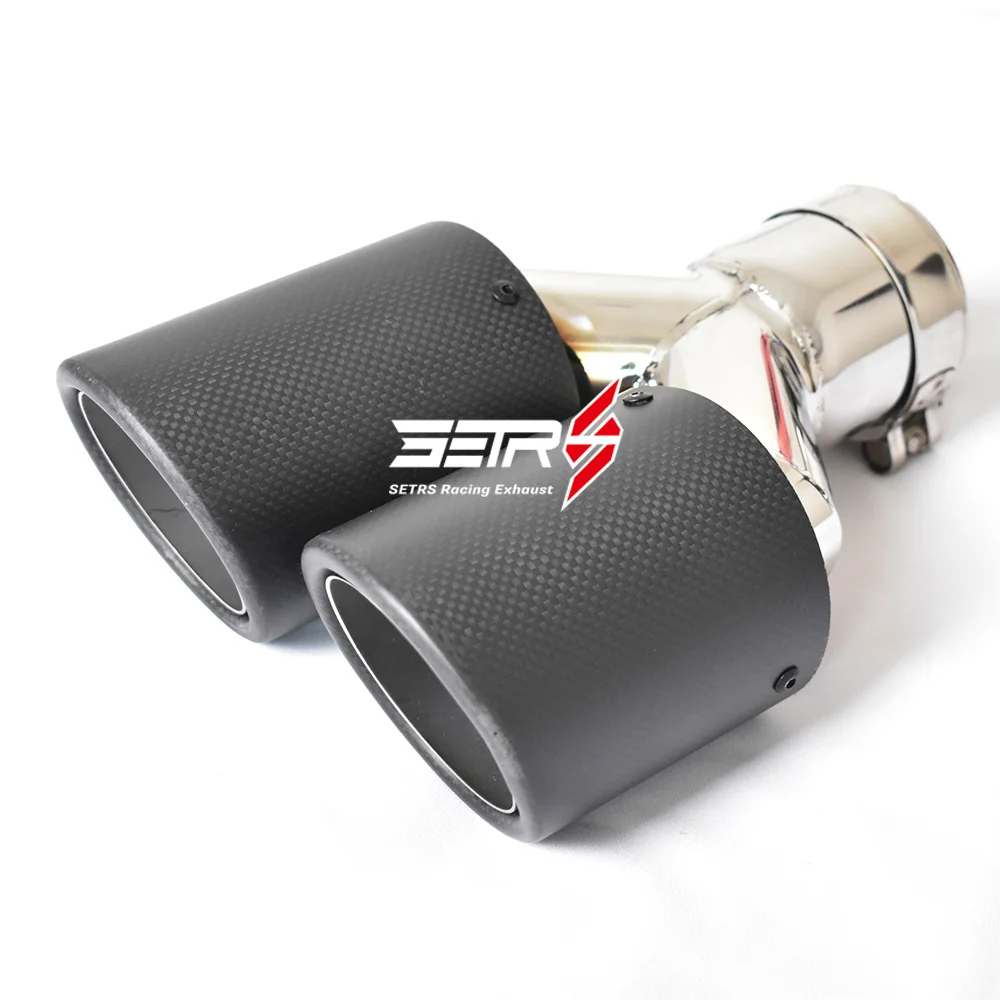 Right  Side On Car Modification Dual Curly Matt Muffler Tip  Carbon Fiber Stainless Steel Exhaust Pipe For E63