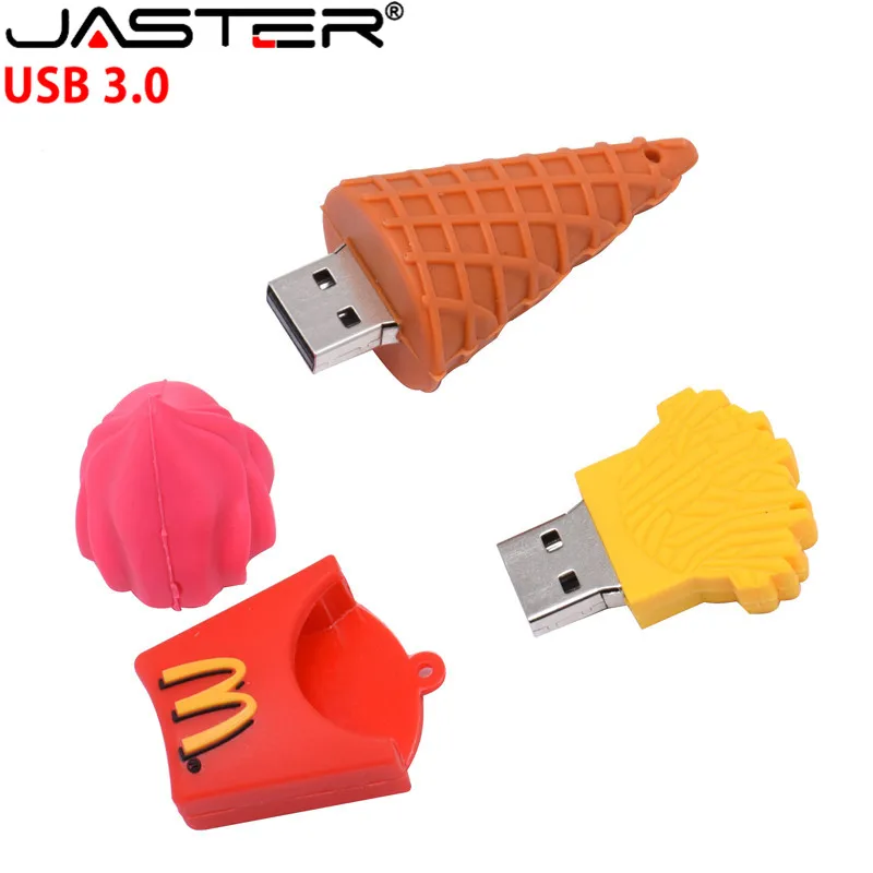 

JASTER UBS 3.0 Fashion creative Silica gel U disk French fries ice cream chocolate 4GB 128GB 16GB 32GB 64GB USB flash drive