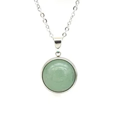 12MM Natural Stone Pendant Stainless Steel Chain Druzy Opal Blue Pink Crystal Collar for Women Men Gift