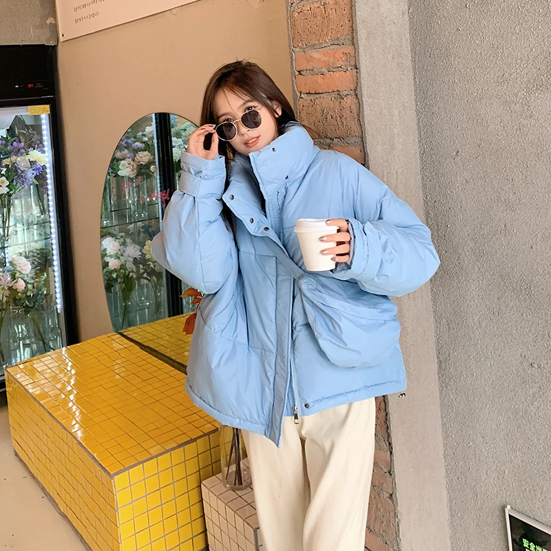 New winter down cotton loose parka coat winter women's coat warm thick long-sleeved large size yellow puffer thick jacket jacket