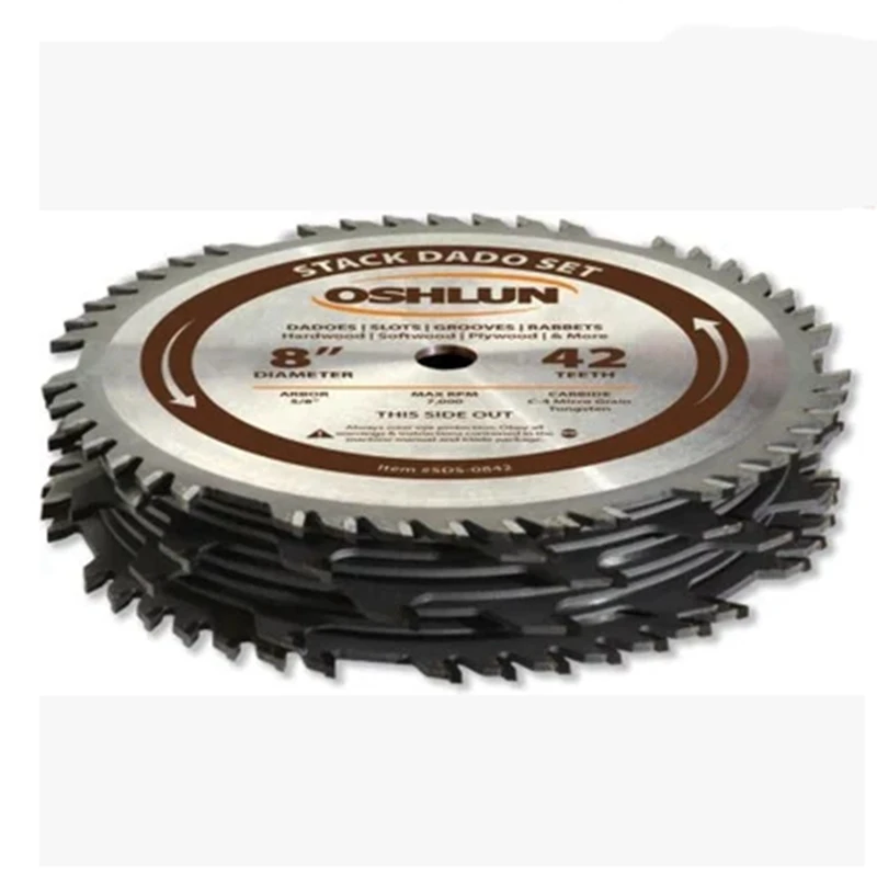 8-inch Saw Blade Woodworking Slotted 15.88MM Aperture Alloy 2 Large Outer Saw Blades with 6 Small Inner Saw Blades Set