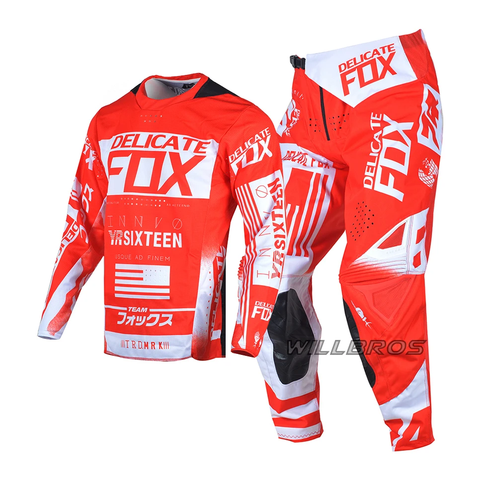 

MX Combo Delicate Fox 360 Flight Jersey Pants Motocross Gear Set Outfit Enduro Red Suit Moto Cross Cycling Motorcycle Kits Men