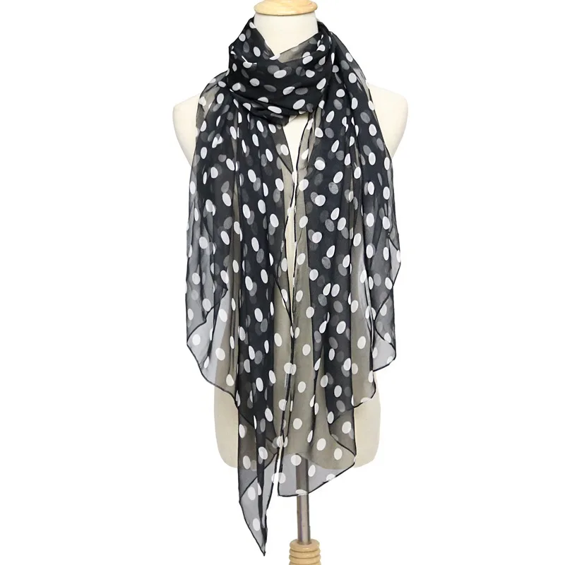 Summer Thin Sunscreen Polka Dot Long Oversized Chiffon Scarf Shawl Female Multifunction Soft Beach Towel Hijab Snood Kerchief M5 image 2
