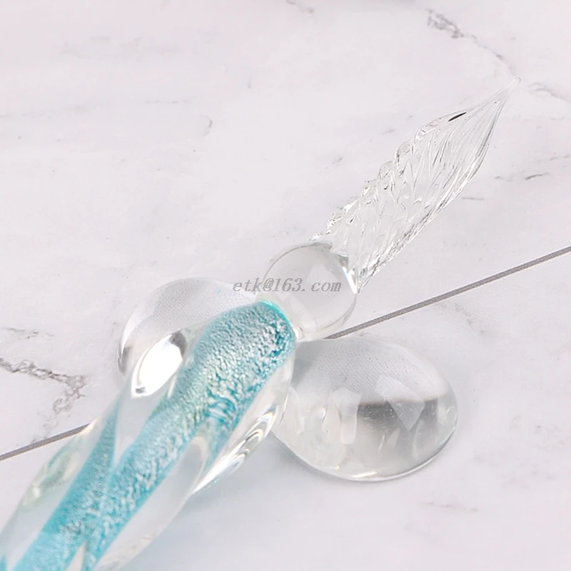 Crystal Glass Dip Pen Set Non-carbon Ink Fountain Signature Pen Writing Tools
