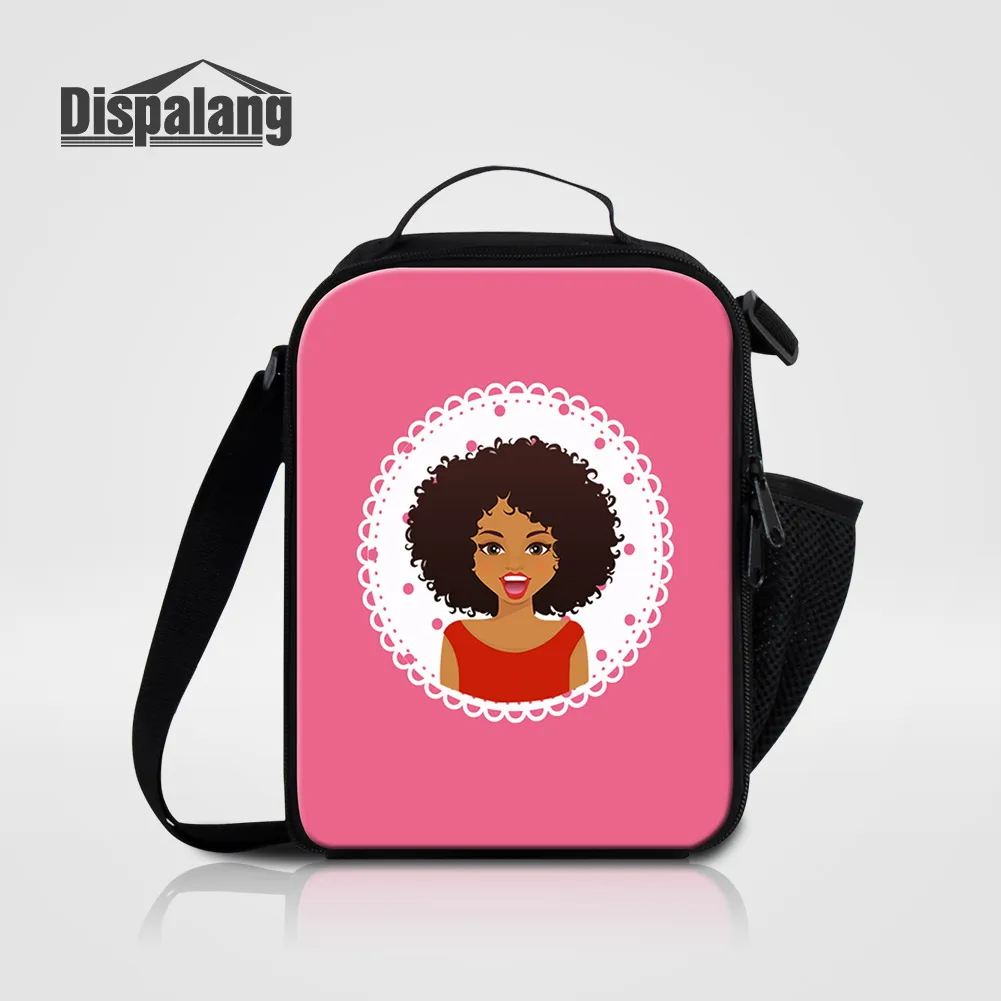 Custom Logo Sublimation Printing Lunch Cooler Bag For Women African Black Girl Picnic Food Thermal Lunch Box Drop Shipping