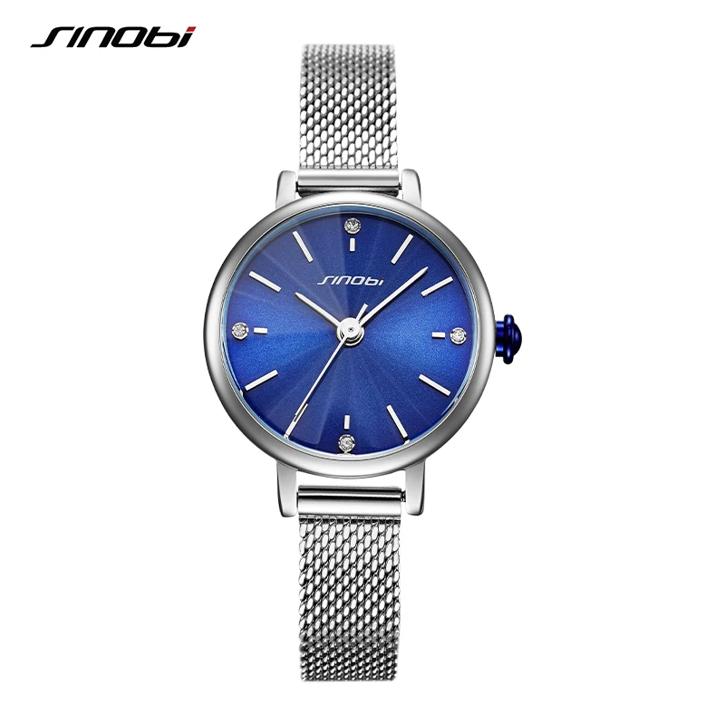 Sinobi New Elegant Women Watches Luxury Rosegold Quartz Clock Ladies Watches Relogio Feminino Mesh Band Wristwatches Reloj Mujer