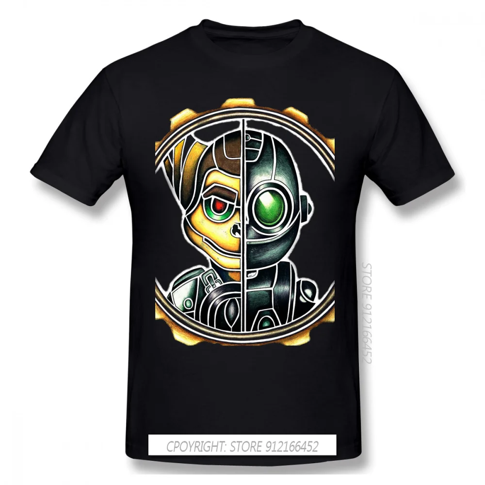 New Summer Metallic Novelty Short Sleeve Man's T-Shirts 100% Cotton Ratchet Clank Quartu Gadgebots Game Ofertas Men TShirt