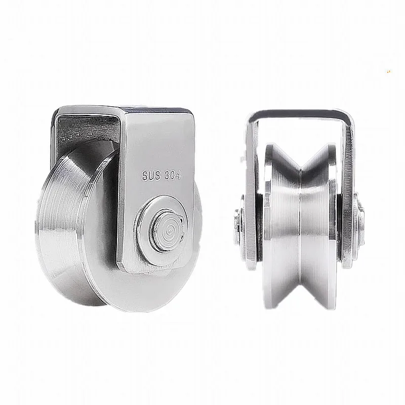 304 di alta qualità in acciaio inox cuscinetto della puleggia, filo di corda puleggia, u-v-h scanalatura ruota, porta scorrevole ruota, ruota della pista del