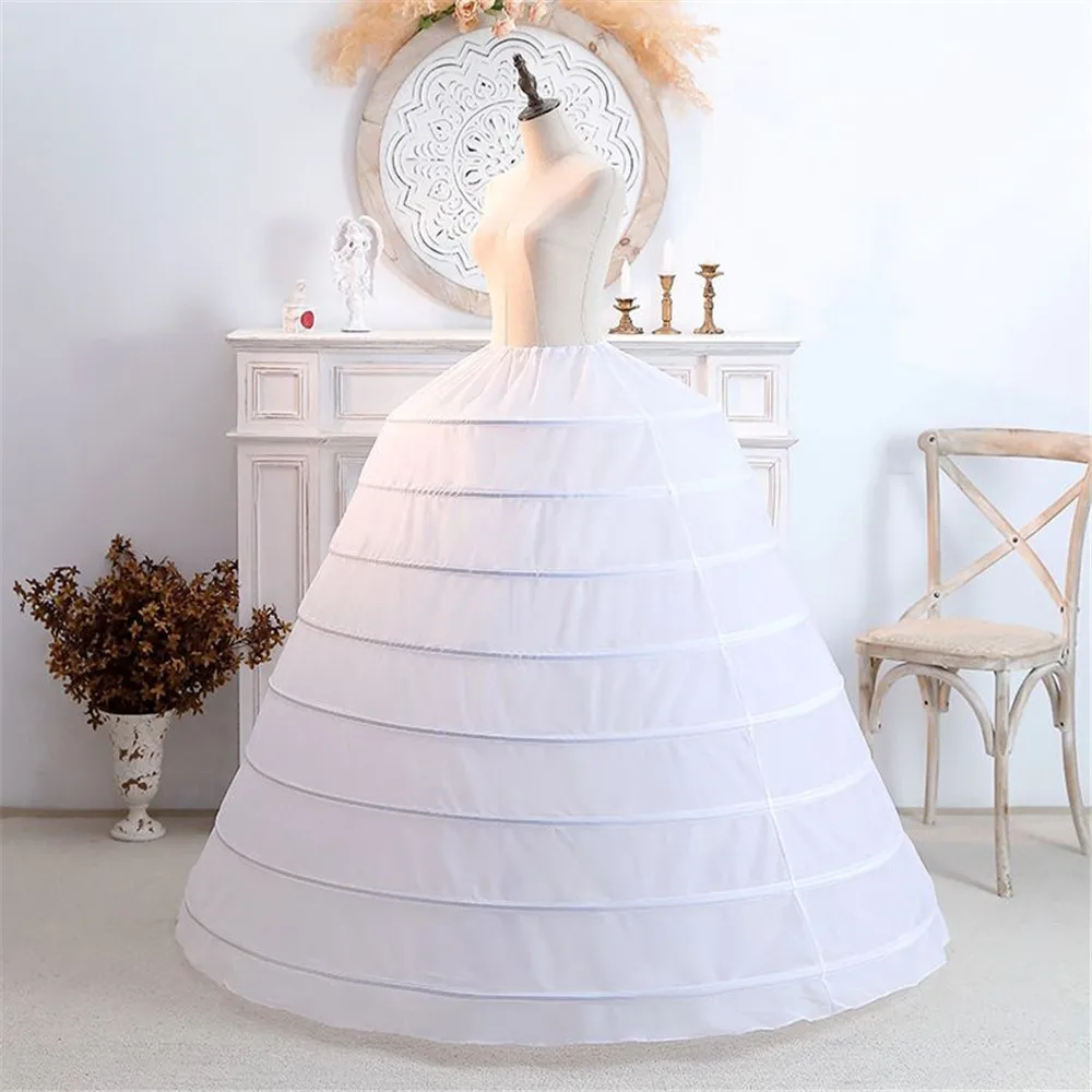 White Puffy 8 Hoops Petticoats Wedding Accessories For Ball Gown Wedding Bridal Gown Quinceanera Dresses Underskirt In Stock