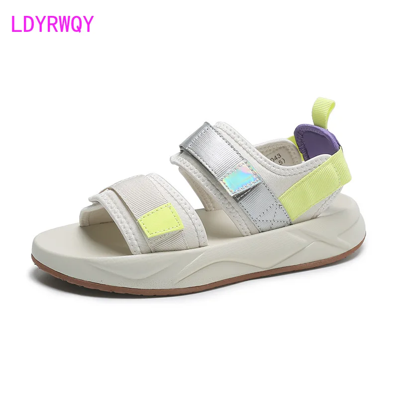 LDYRWQY  2021 summer black thick-soled Korean version of the new wild fashion temperament casual sandals  Buckle Strap