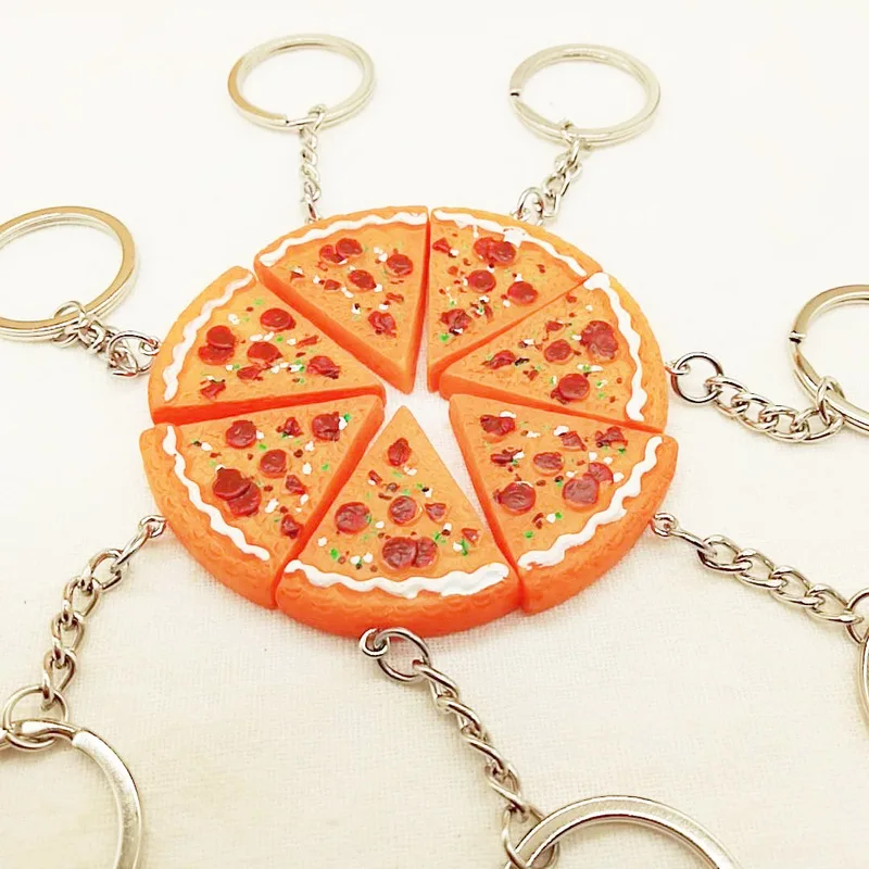 Creative Fashion Jewelry Simulation Pizza Pendant Key Chain Best Children\'s Day Gift Resin Key Chains Food Series Accessories