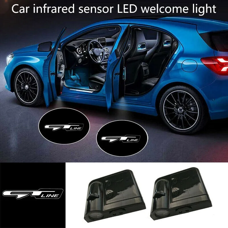 2pcs Car Infrared Induction Laser Shadow Projection LED Welcome Light for Kia Stinger