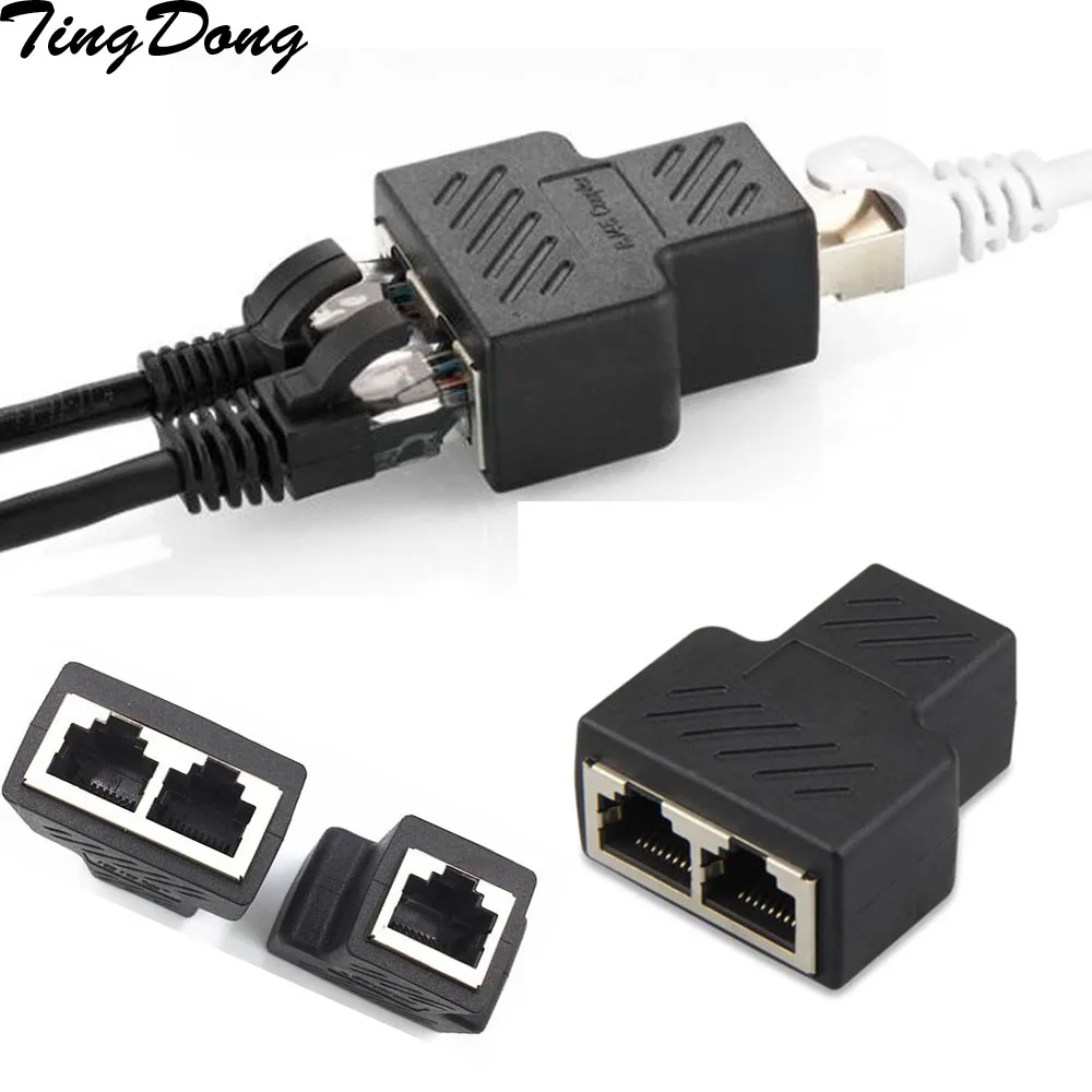 

1 To 2 Ways LAN Ethernet Network Cable RJ45 Female Splitter Connector Adapter For Laptop Docking Stations Z07 Drop ship shipping