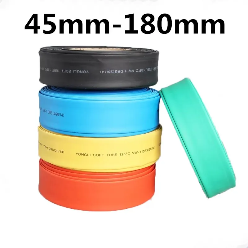 1meter 2:1 Black 45mm 50mm 60mm 70mm 80mm 90mm 100mm 120mm 150mm 180mm Heat Shrink Heatshrink Tubing Tube Wire Sleeving Wrap kit