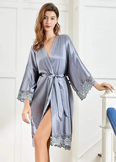 Women Sexy Imitation Ice Silk Sleepwear Ladies Sleepwear Hot Sale Half Sleeve Nightgowns Sleepwear Nightdresses