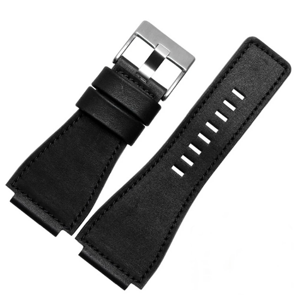 35*24mm Convex End Calfskin Leather Watch Band For Bell Series BR01 BR03 Strap Watchband Bracelet Belt Ross Rubber Man