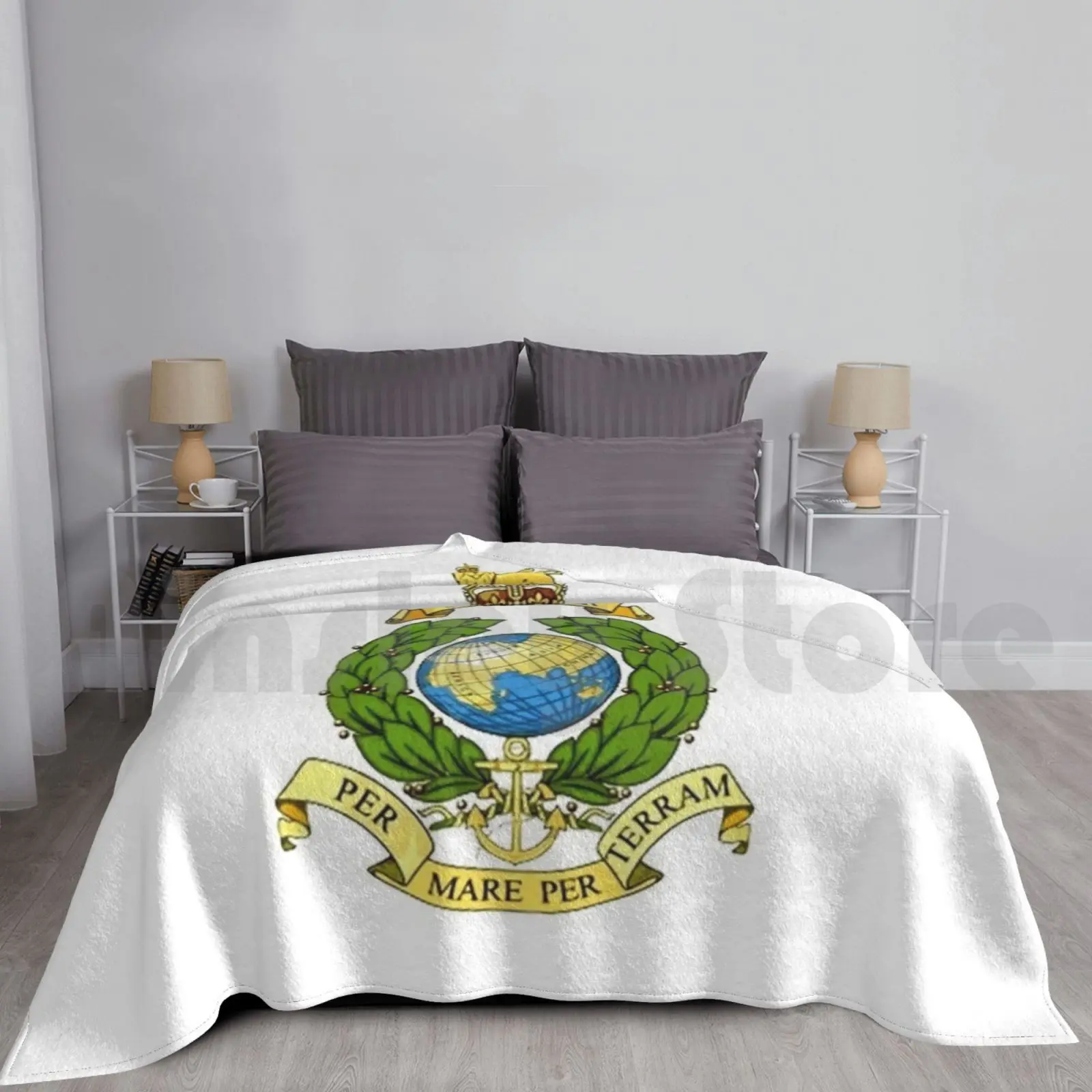 Royal Marines Emblem Blanket For Sofa Bed Travel Corps Of Royal Marines Amphibious Light Infantry Force Royal