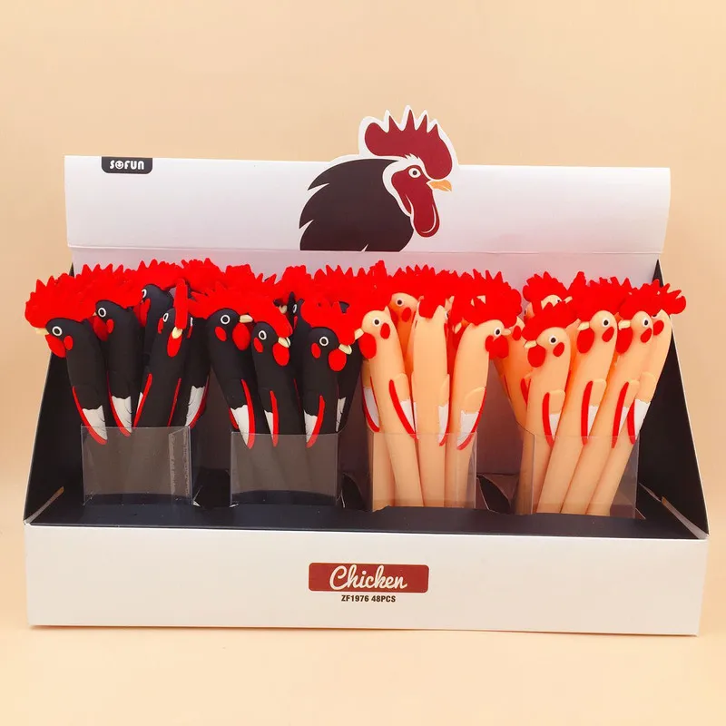 1PCS Cartoon Animal Full Silicone Gel Pen Cute Big Cock 0.5mm Black Ink Pen Novelty Kawaii Stationery Office Pretty Lovely Gifts