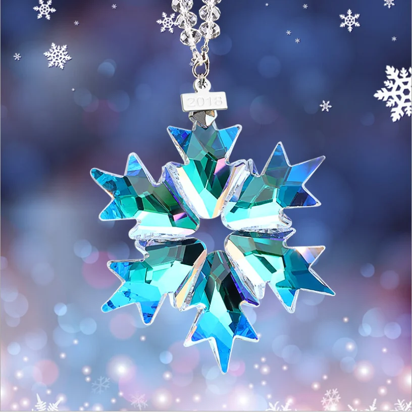 

Crystal Snowflakes Figurine Glass Suspension Hanging Ornaments Suncatcher Snowflake Hanging Trim Home Wedding Christmas Gifts