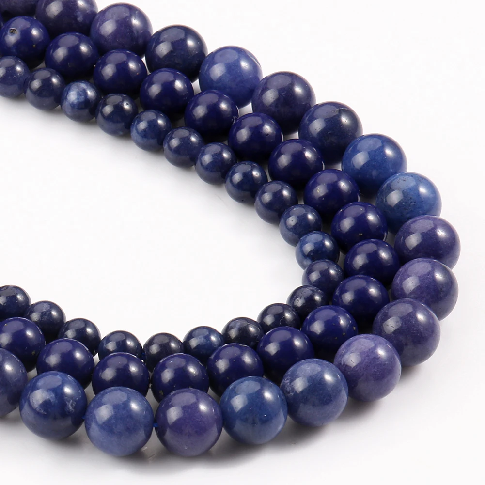 6 8 10 12mm Natural Stone Smooth Blue Kyanite Round Beads for Jewelry Making DIY Handmade Bracelets Necklaces Accessories 15 ''