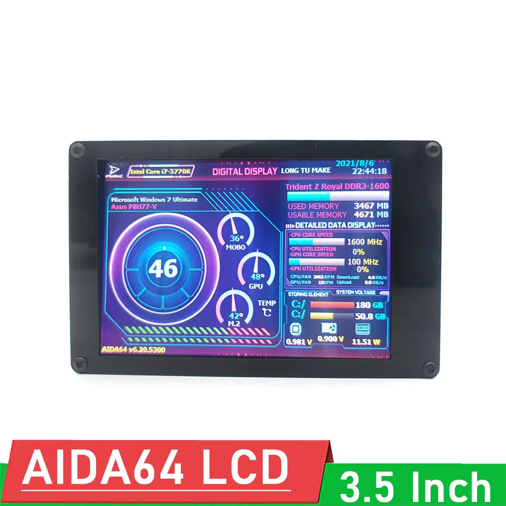 Ips Lcd Monitor Display 35 Usb Aida64 Chassi Sub-tela Computador de Suporte Raspberry pi
