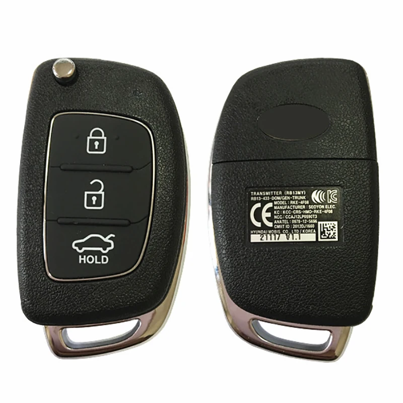 CN020094 Genuine 3 Button Flip Car Key For Hyundai SB11 Remote 433MHZ ID46 Chip FCCID Number RKE-4F08