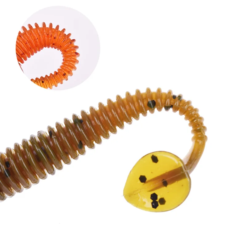 10 sztuk/partia silikonowa spirala robak miękkie przynęty 5cm 0.8g Shad Carp Minnows Jig woblery sztuczna gumowa przynęta Swim Baas Pesca Tackle — zdjęcie 5