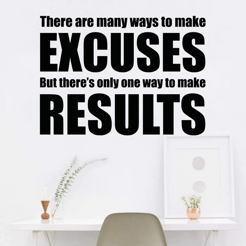 Gym Wall Decal Excuses Results Fitness Motivation Quote Vinyl Sticker Crossfit Sport Poster Inspirational Art Decor Mural P791