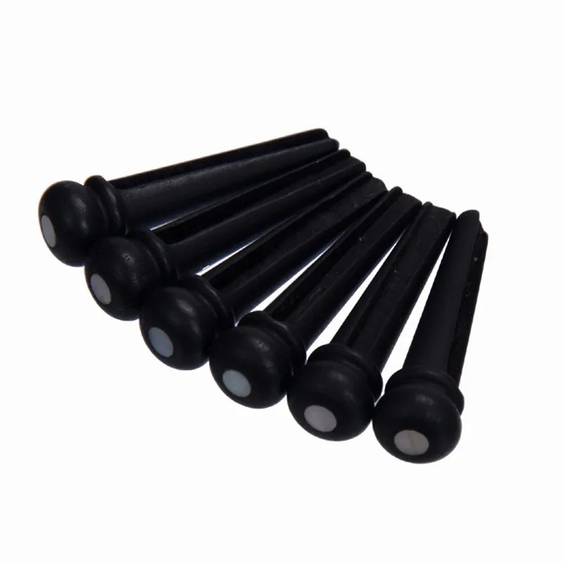 30 pcs Black Acoustic guitar Bridge Ebony Pins with 3.0 White Dot Guitar Pressure String Nails Pin Guitar Part