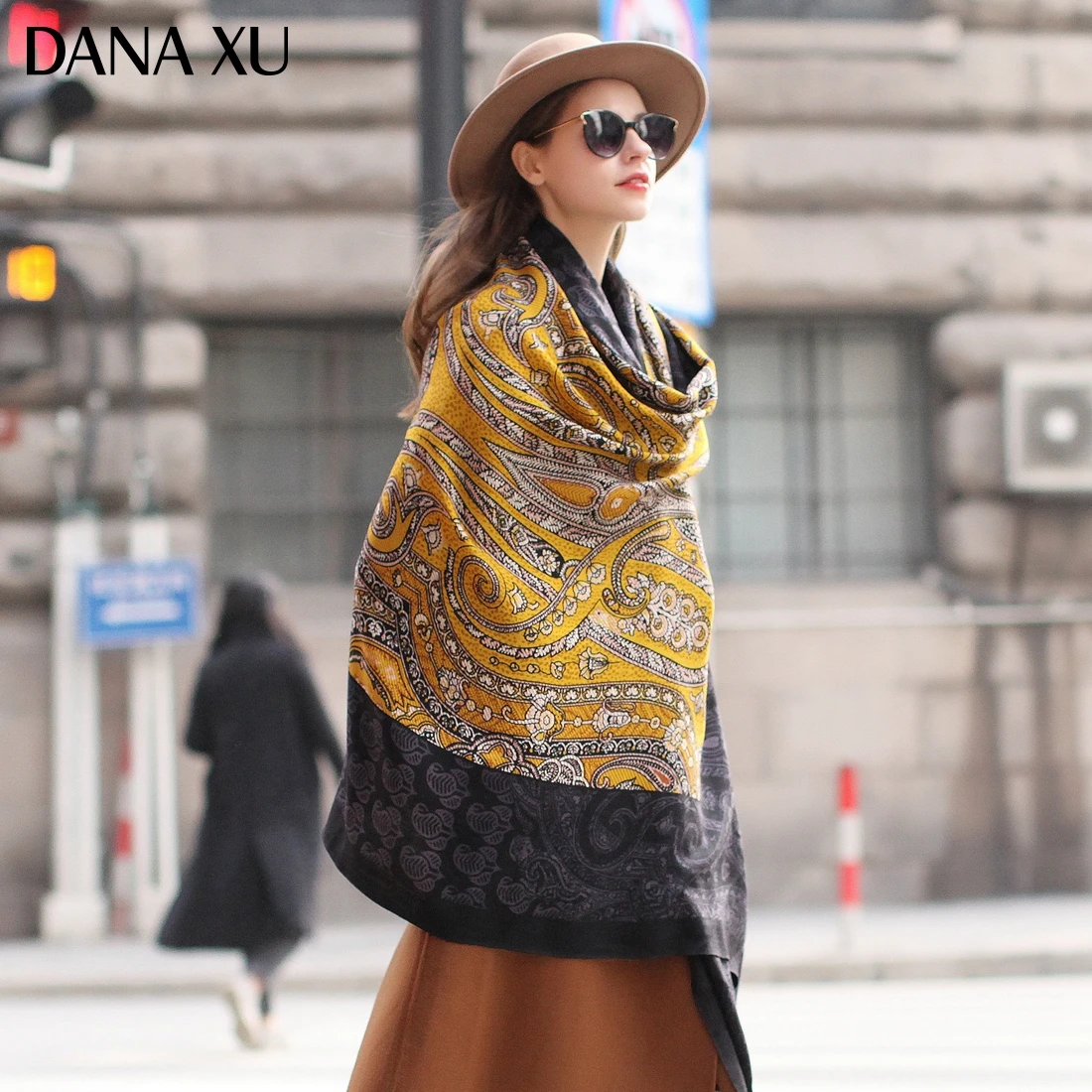 DANA XU Bufanda Mujer Wool Poncho Head Women Lady Warm Shawl Stoles Bandana Scarf Hijab Luxury Brand Pashmina Winter 2021