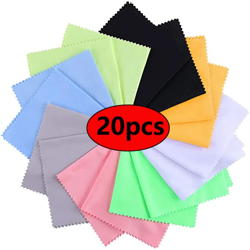 20PCS Cleaner Clean Glasses Lens Cloth Wipes For Sunglasses Microfiber Eyeglass Cleaning Cloth For Camera Computer Accessories