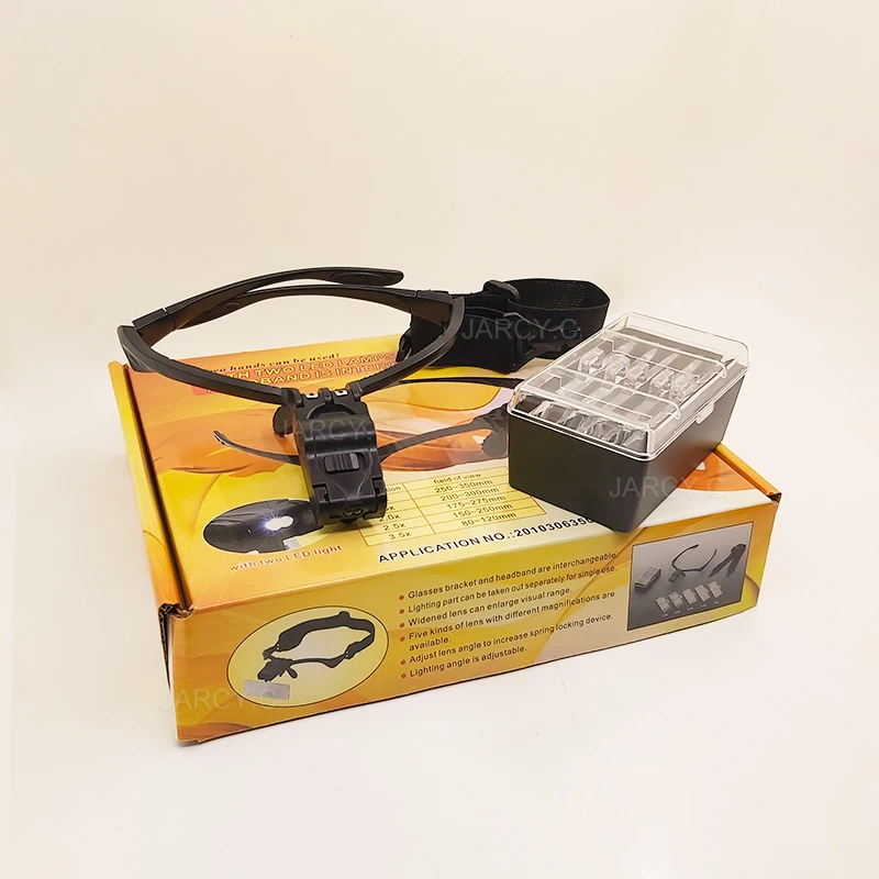 

Microblading Headband Magnifier With LED Light Permanent Makeup Magnifying Glasses With 5 Adjustable Optical Lens Tattoo Supply