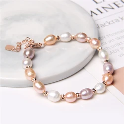 Bracelet en Perles d'Eau Douce Naturelles pour Femme, Bijou Élégant, Cadeau d'Anniversaire et de Mariage, Vente en Gros, Nouvelle Collection