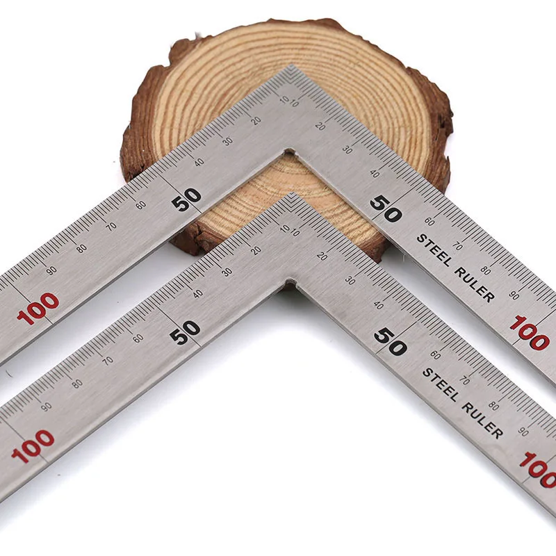 90 Degree  Stainless Steel Angle Ruler L-shaped Woodworking Measuring Universal Ruler Multi-Functional Right Angle  Ruler