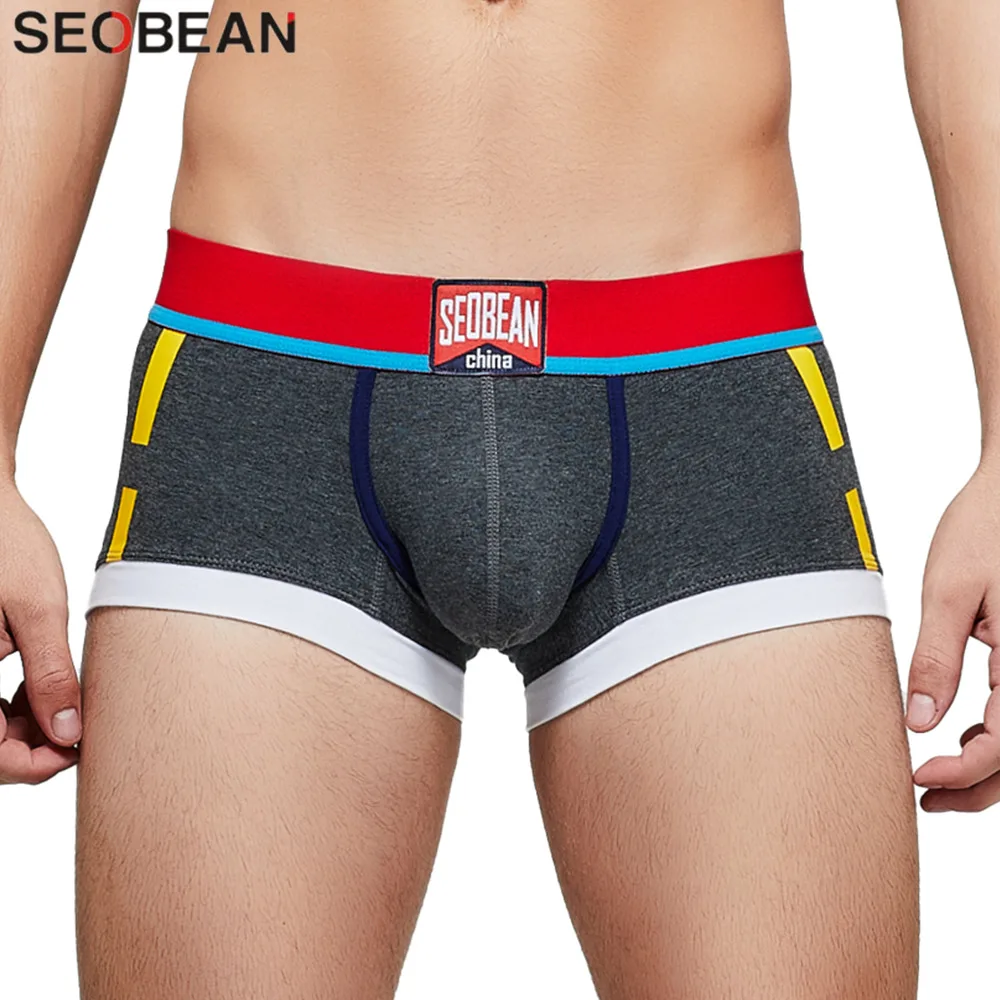 SEOBEAN NEW Mens Boxers Briefs Cotton Underwear Men Panties Sexy Boxer Shorts Low-rise Boxer for Man